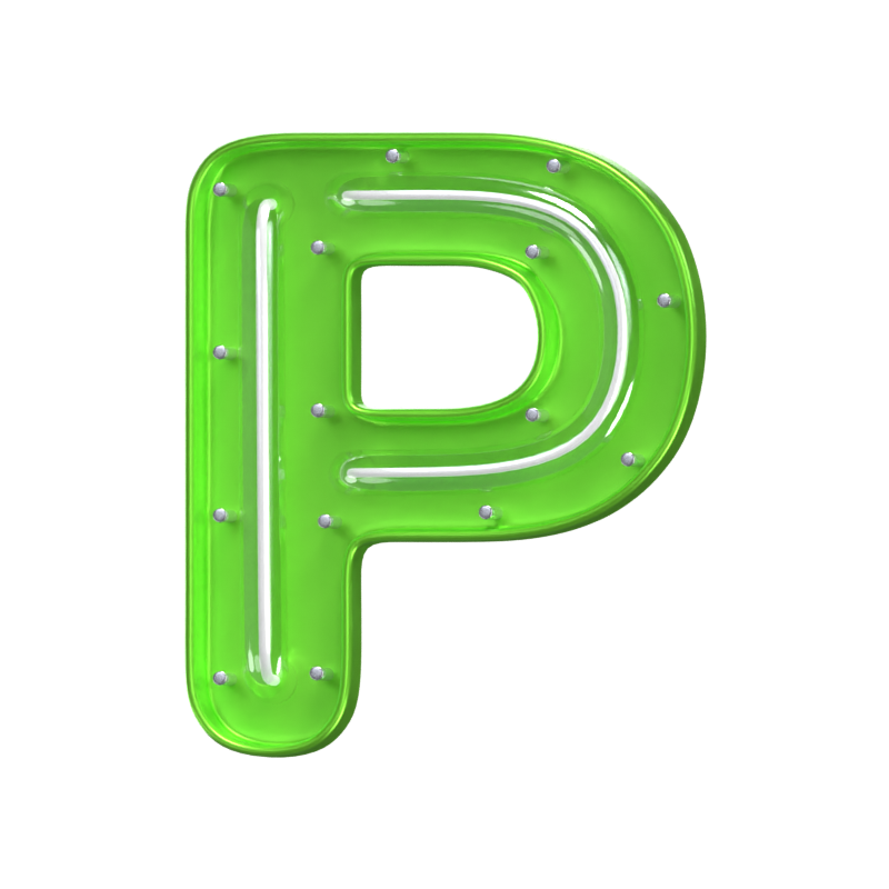 P  Letter 3D Shape Neon Text 3D Graphic