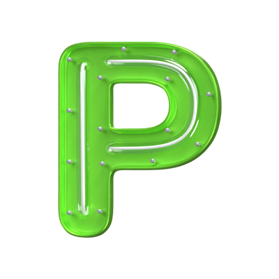 P  Letter 3D Shape Neon Text 3D Graphic