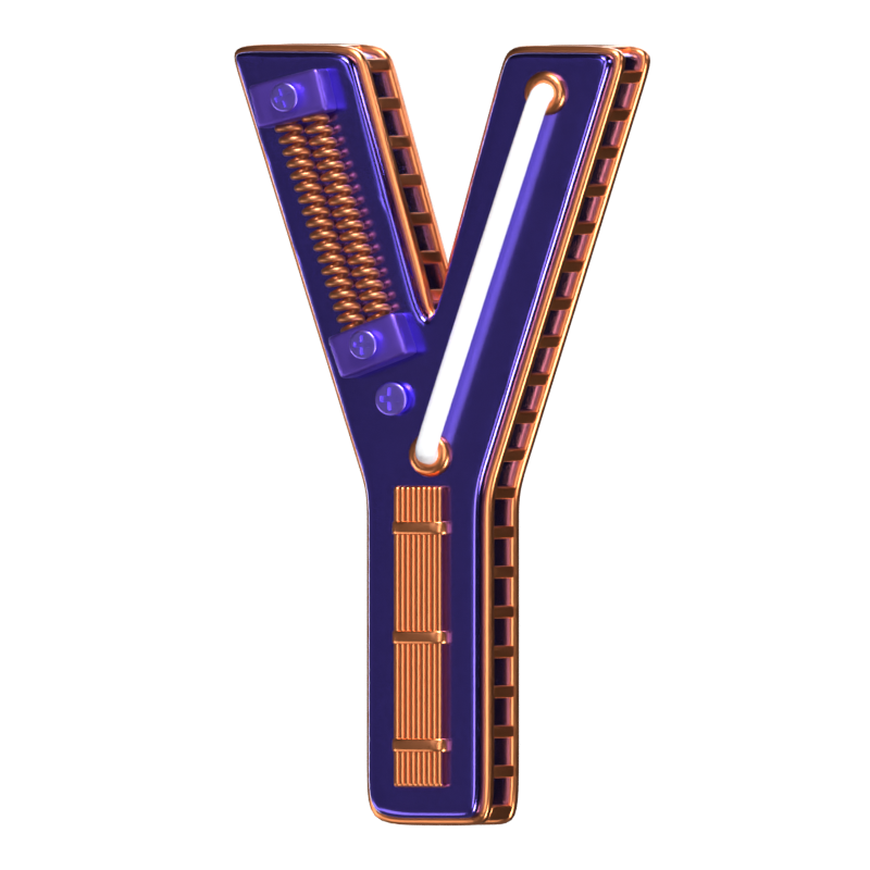 Y Letter 3D Shape Condensed Future Text 3D Graphic