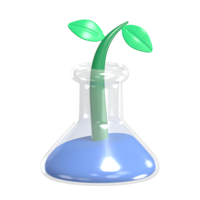 Botany Experiment Illustrated With Plant Inside A Flask 3D Graphic