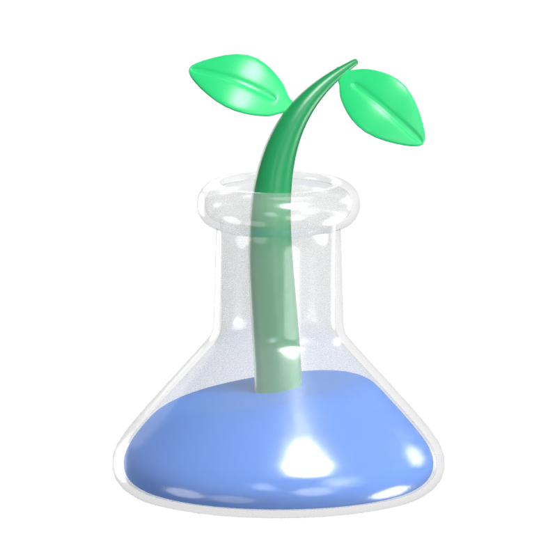 Botany Experiment Illustrated With Plant Inside A Flask 3D Graphic