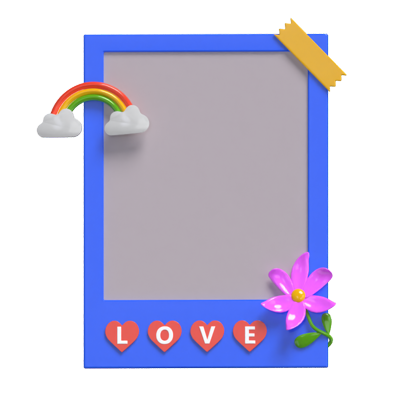 3D Polaroid  With Rainbow Clouds Model 3D Graphic