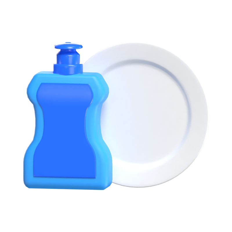 3D Dish Soap Bottle Clean Dishes In Modern Design 3D Graphic