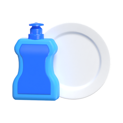 3D Dish Soap Bottle Clean Dishes In Modern Design 3D Graphic