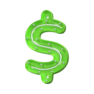 Dollar Symbol 3D Shape Neon Text 3D Graphic