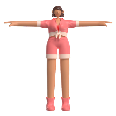 3D Shorthair Girl Character Wearing A Shirt Tied In A Knot And Shorts 3D Graphic