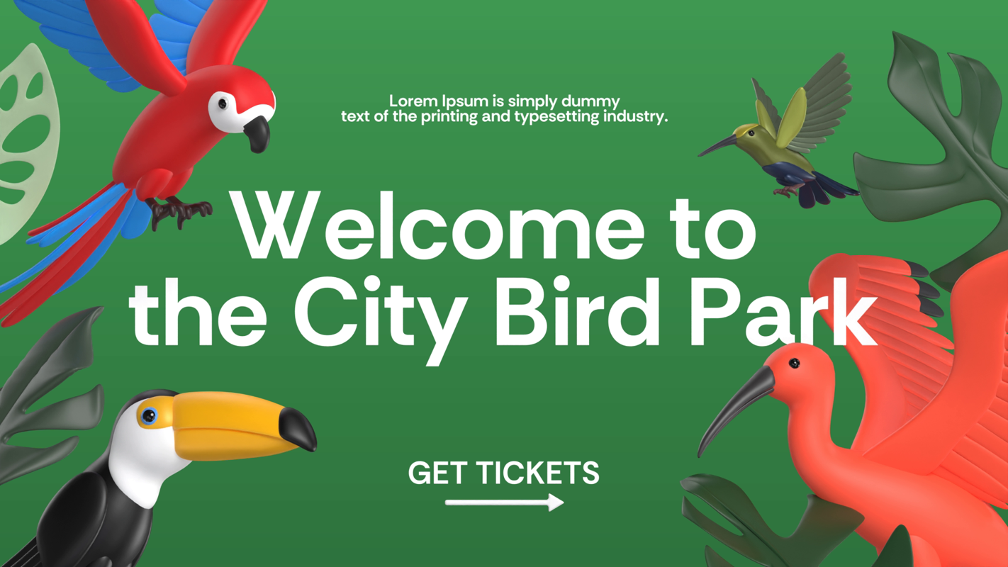 Welcome To The City Bird Park Promotion Marketing Banner 3D Template