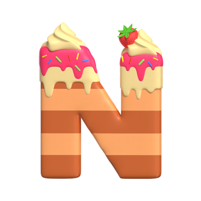N  Letter 3D Shape Cake Text 3D Graphic