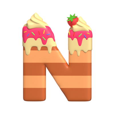 N Letter 3D Shape Cake Text 3D Graphic