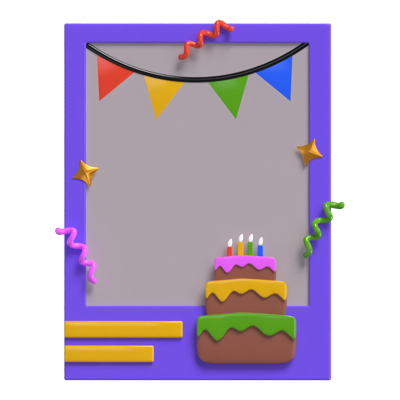3D Polaroid With Birthday Cake Model 3D Graphic