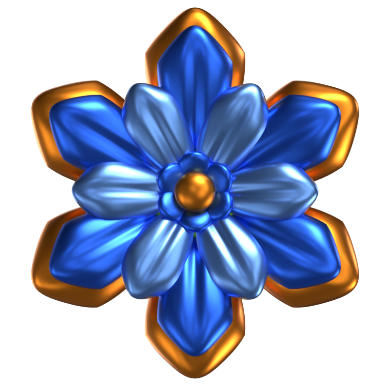 3D Flower Shape  An Elegant Blue Color 3D Graphic