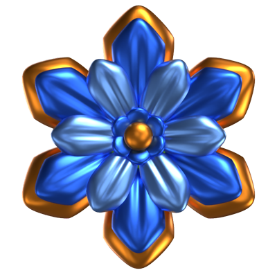 3D Flower Shape  An Elegant Blue Color 3D Graphic