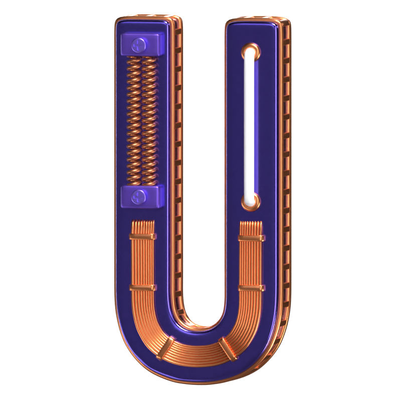 U Letter 3D Shape Condensed Future Text 3D Graphic