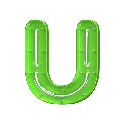 U  Letter 3D Shape Neon Text 3D Graphic