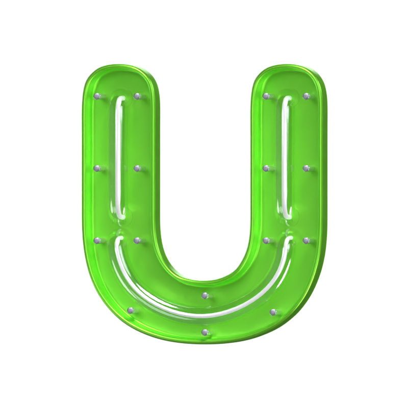 U Buchstabe 3D Form Neon Text 3D Graphic