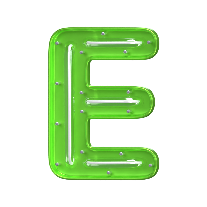 E  Letter 3D Shape Neon Text 3D Graphic