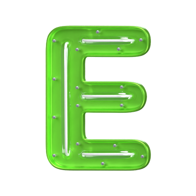 E  Letter 3D Shape Neon Text 3D Graphic