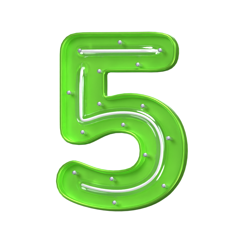 3D Number 5 Shape Neon Text 3D Graphic