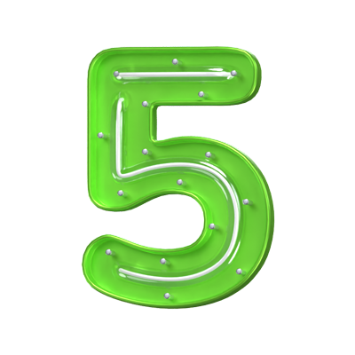 3D Number 5 Shape Neon Text 3D Graphic