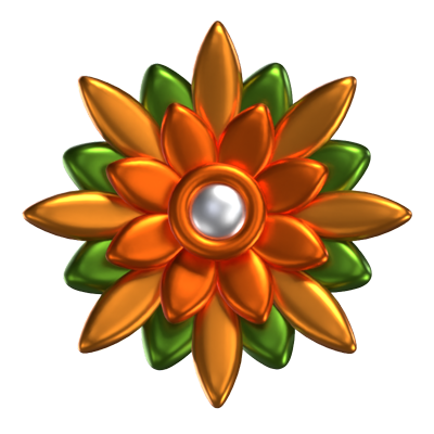 3D Flower Shape  A Combination Of Green And Orange 3D Graphic