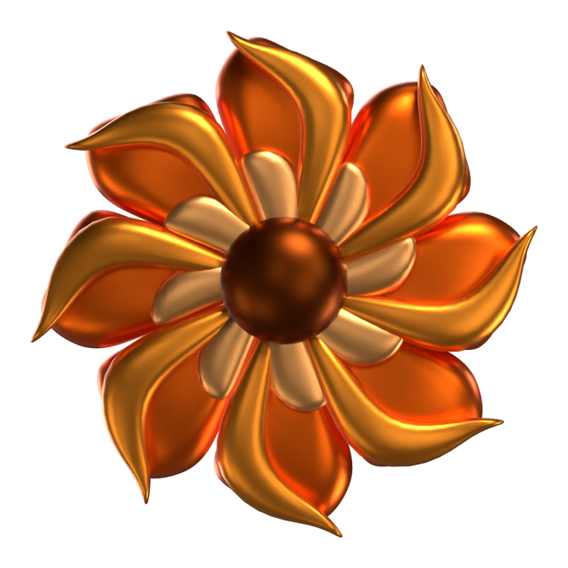 3D Flower Shape Orange Layered Petals 3D Graphic