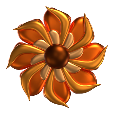 3D Flower Shape Orange Layered Petals 3D Graphic