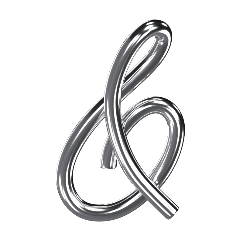 And Sign  Symbol 3D Shape Chrome Text 3D Graphic