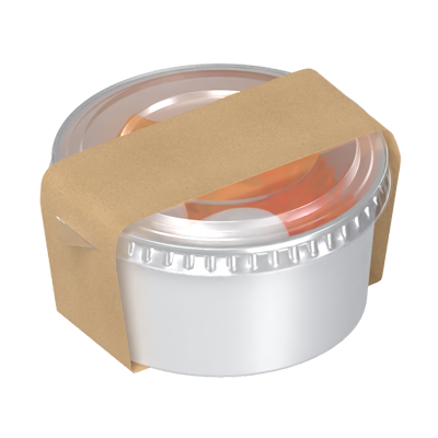 3D Plastic Round Food Container With Paper Label 3D Graphic