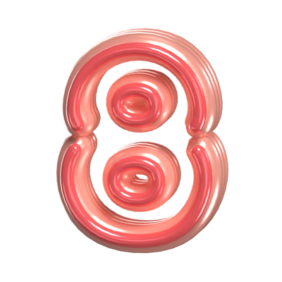   3D Number 8 Shape Rounded Text 3D Graphic