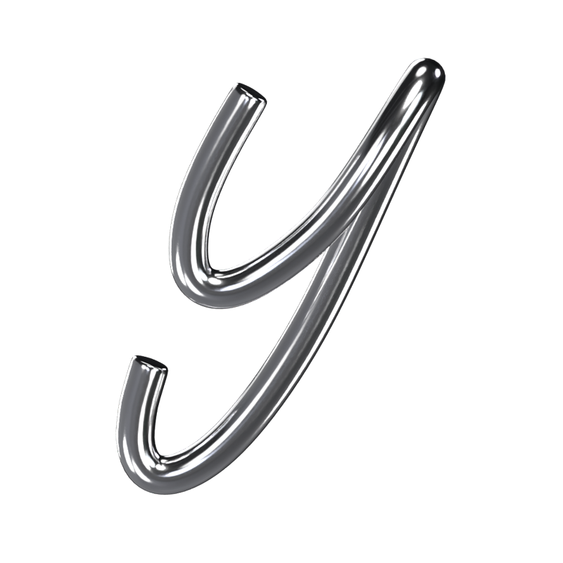 Y  Letter 3D Shape Chrome Text 3D Graphic