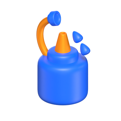 3D Glue Bottle With Drops Splashing Out 3D Graphic