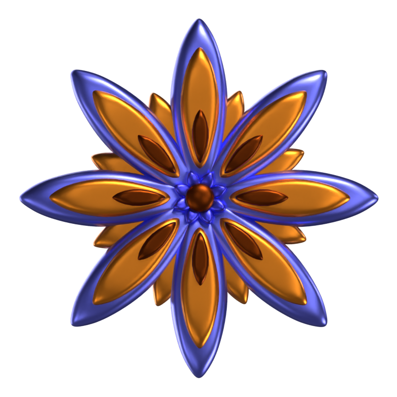 3D Flower Shapes Sharp Looking Petals 3D Graphic