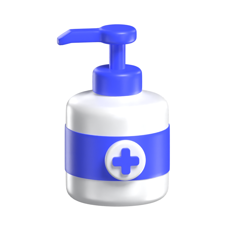 3D Hand Sanitizer With Health Symbol 3D Graphic