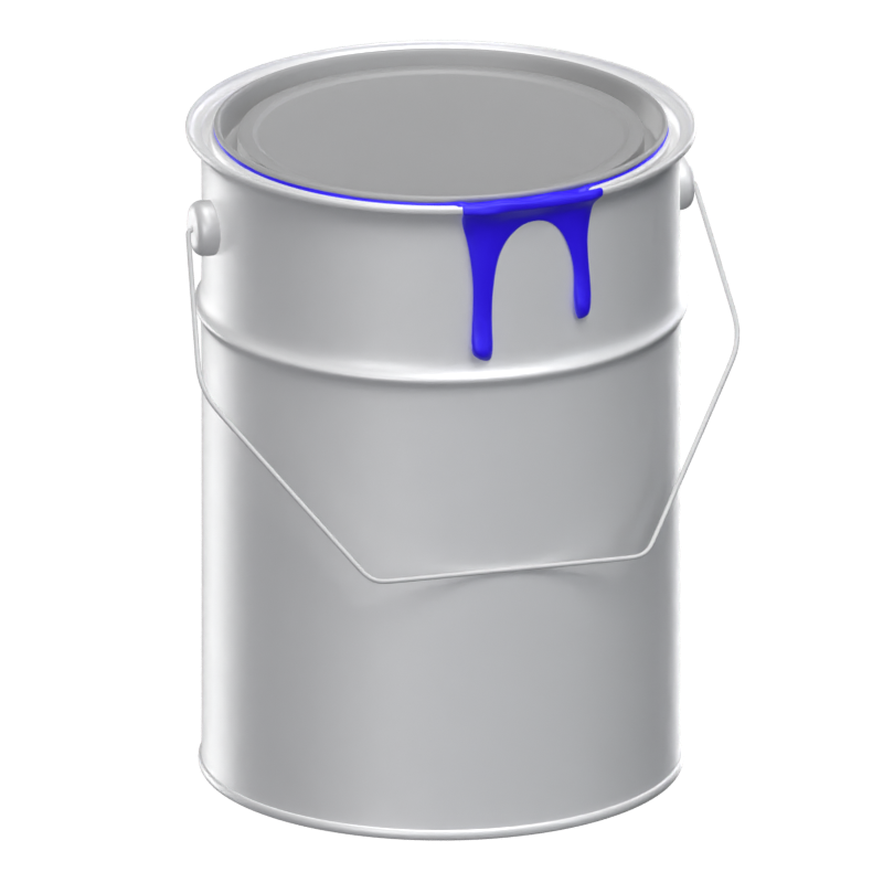 Long Metallic Blank Paint Bucket 3D Model Dripping Paint