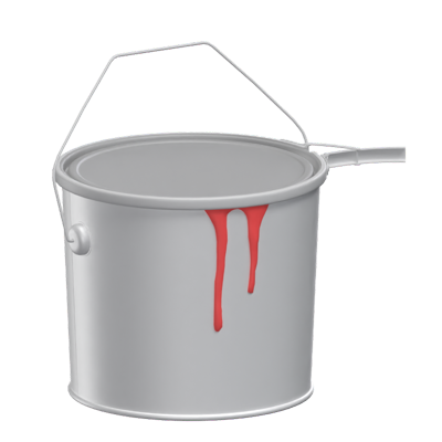 Round Blank Paint Bucket With Opened Lock 3D Model Dripping Paint 3D Graphic