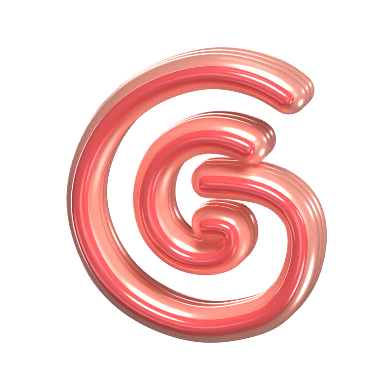 G   Letter 3D Shape Rounded Text