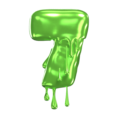 3D Number 7 Shape Slime Text 3D Graphic
