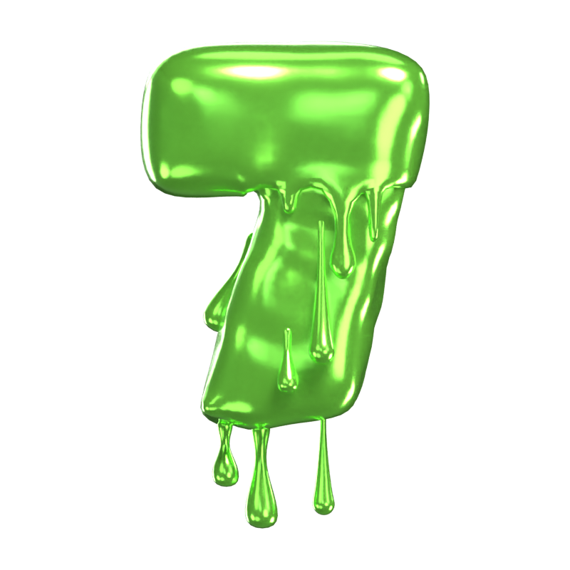 3D Number 7 Shape Slime Text 3D Graphic