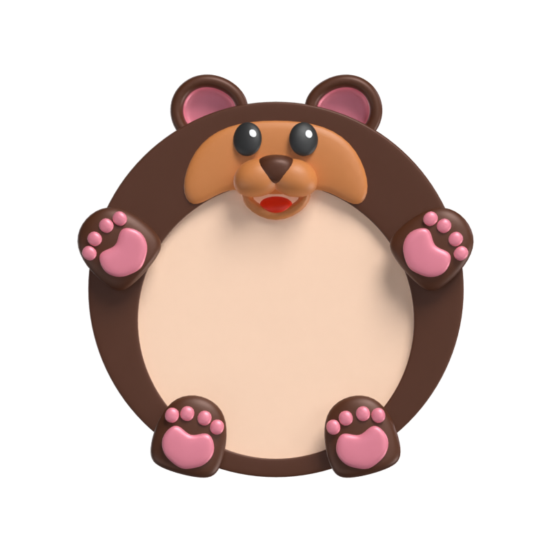 Moldura de animal em forma de urso 3D 3D Graphic