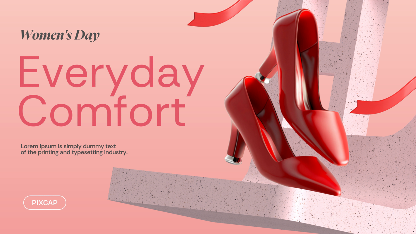 Women's Day Promotion Product Display Red Shoes 3D Template
