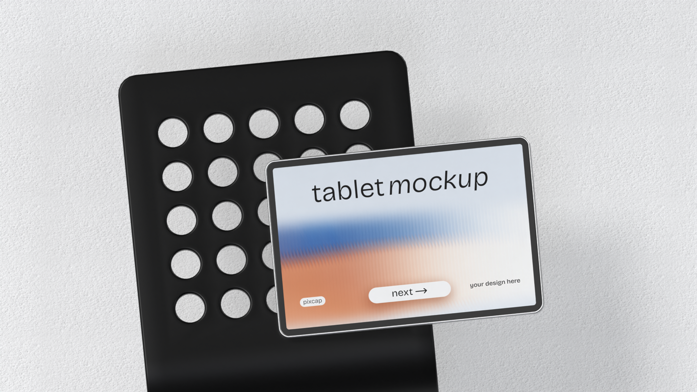 Tablet 3D Mockup With Minimalist Set Up