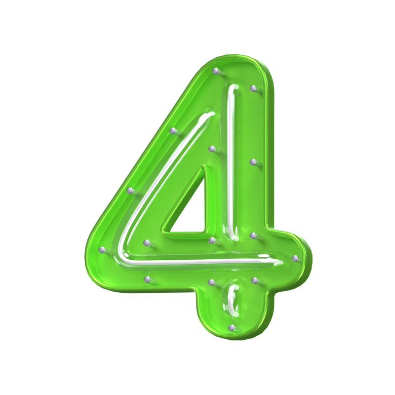 3D Number 4 Shape Neon Text 3D Graphic