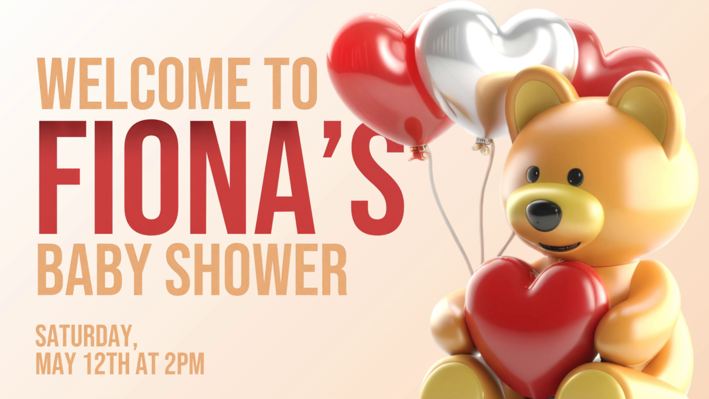 Baby Shower Teddy Bear Love Balloon Cute Invitation 3D Template