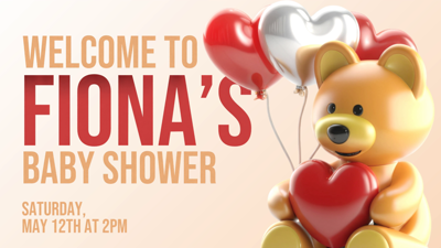 Baby Shower Teddy Bear Love Balloon Cute Invitation 3D Template 3D Template
