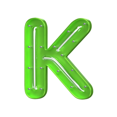 K  Letter 3D Shape Neon Text 3D Graphic