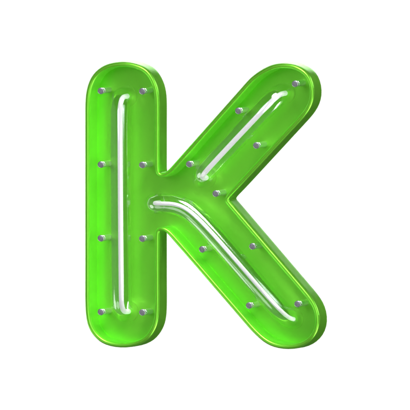 K  Letter 3D Shape Neon Text