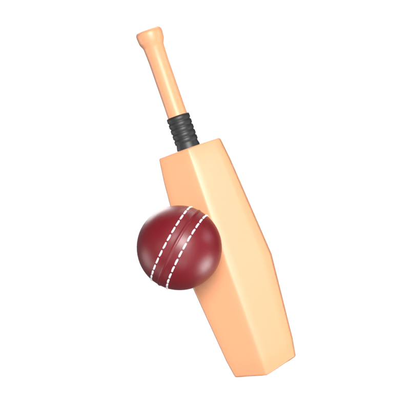 3D Cricket Bat And Ball Model 3D Graphic