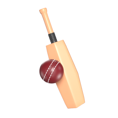 3D Cricket Bat And Ball Model 3D Graphic