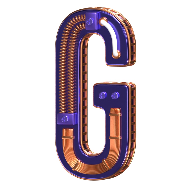 G Letter 3D Shape Condensed Future Text 3D Graphic