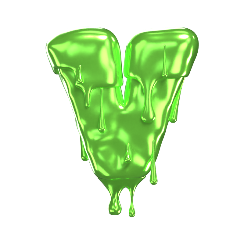 V Buchstabe 3D Form Schleim Text